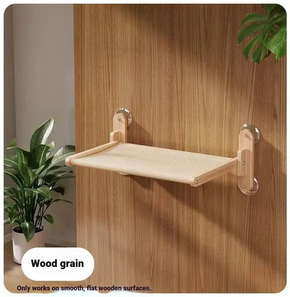 Foldable Solid Wood Cat Window Perch | Heavy Duty Suction Cup Hammock | Space Saving & Breathable Mesh | for Large Cats